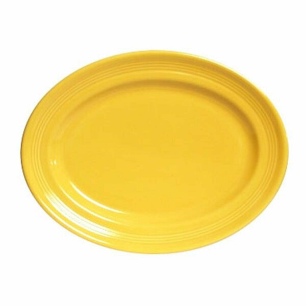 Tuxton China 9.75 in. x 7 in. Concentrix Oval Platter - Saffron - 2 Dozen CSH-0962